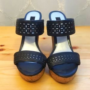 Black sandal wedges